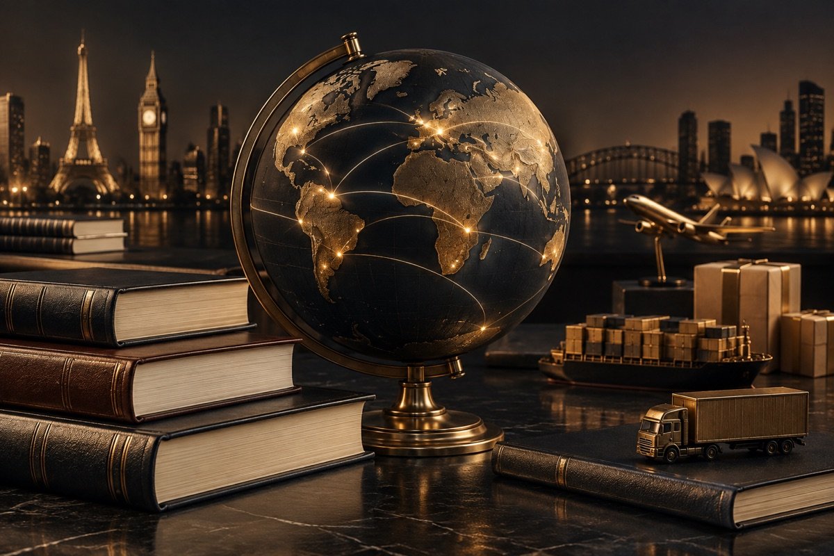 Books connected across a global distribution network